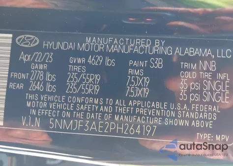 2023 Hyundai Tucson Sel z USA, uszkodzony, nr VIN 5NMJF3AE2PH264197